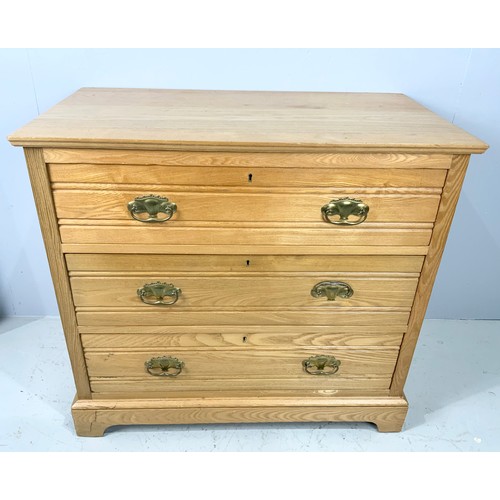 600 - EDWARDIAN CHEST OF  3 LONG  DRAWERS WIDTH 91cm