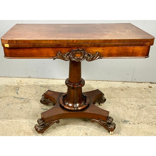 606 - LATE 19TH CENTURY ROSEWOOD CARD TABLE, WITH FOLD OVER AND REVOLVING TOP OPENING TOP. 90 x 45cm CLOSE... 