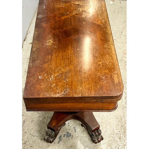 606 - LATE 19TH CENTURY ROSEWOOD CARD TABLE, WITH FOLD OVER AND REVOLVING TOP OPENING TOP. 90 x 45cm CLOSE... 