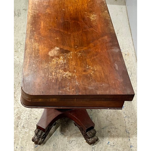 606 - LATE 19TH CENTURY ROSEWOOD CARD TABLE, WITH FOLD OVER AND REVOLVING TOP OPENING TOP. 90 x 45cm CLOSE... 