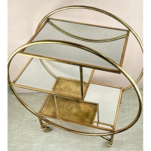 573 - ART DECO STYLE COCKTAIL TROLLEY WITH MIRRORED SHELVES