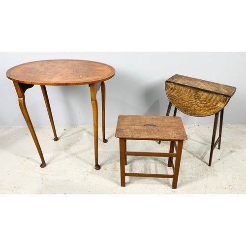 561 - 3 SMALL WOODEN TABLES LARGEST 60cm x 41cm