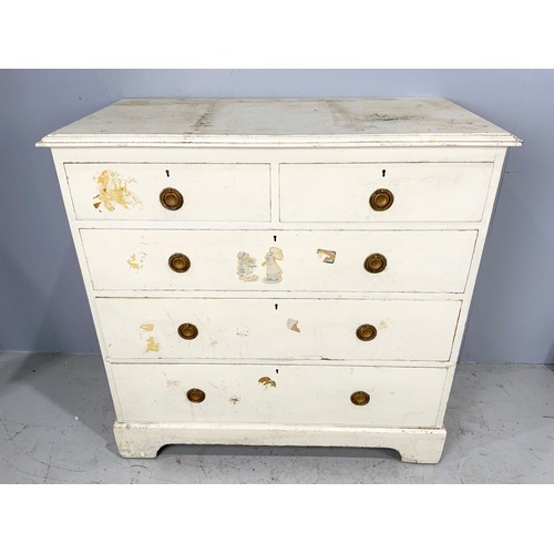 547 - PAINTED CHEST OF TWO OVER THREE LONG DRAWERS ON BRACKET FEET WIDTH 98cm