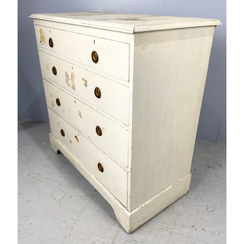 547 - PAINTED CHEST OF TWO OVER THREE LONG DRAWERS ON BRACKET FEET WIDTH 98cm