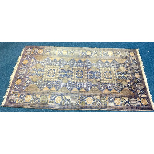 722 - BLUE GROUND RUG, APPROX. 210 X 118 cm