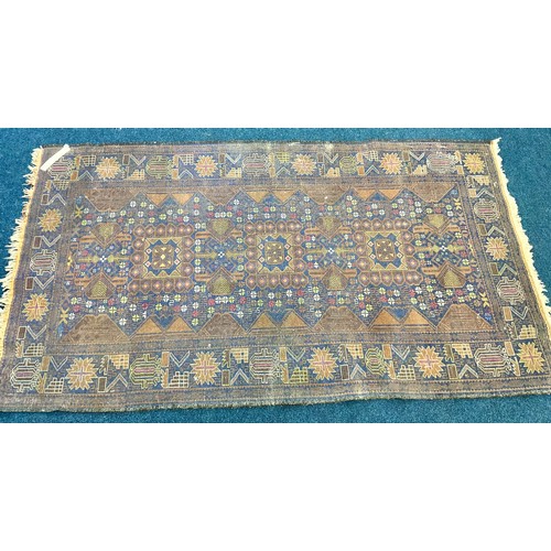 722 - BLUE GROUND RUG, APPROX. 210 X 118 cm