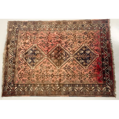 716 - IRANIAN  SHIRAZ RED GROUND RUG 300cm x 200cm