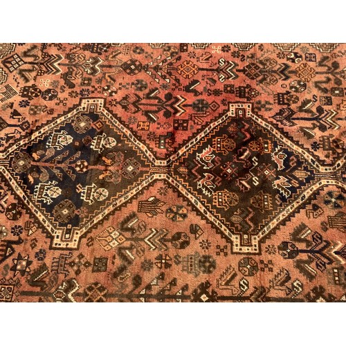 716 - IRANIAN  SHIRAZ RED GROUND RUG 300cm x 200cm