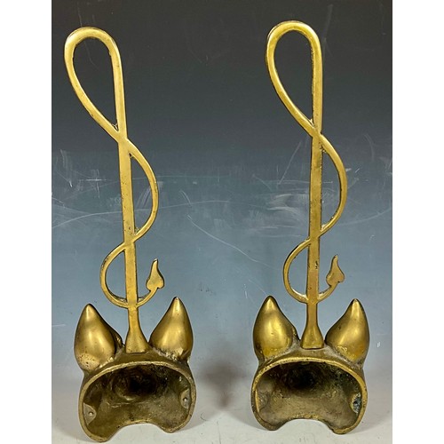 314 - PAIR OF BRASS FOX HEAD DOOR PORTERS