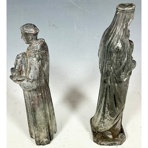 306 - TWO LEAD RELIGIOUS FIGURES. Tallest Approx. 20cm