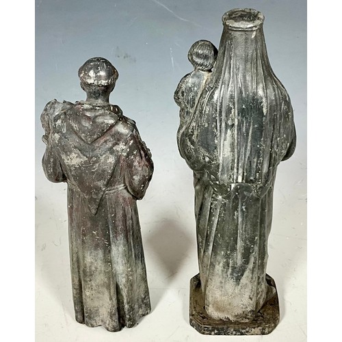 306 - TWO LEAD RELIGIOUS FIGURES. Tallest Approx. 20cm