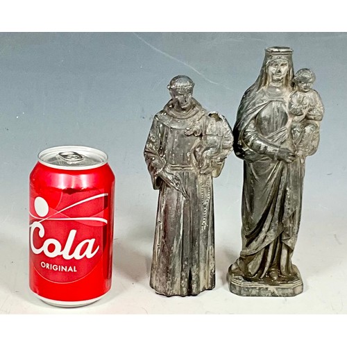 306 - TWO LEAD RELIGIOUS FIGURES. Tallest Approx. 20cm