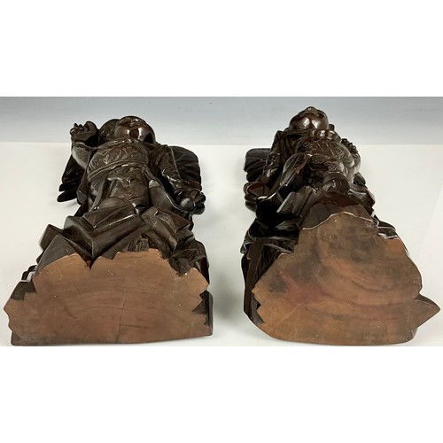 321 - PAIR OF ORIENTAL ROOT CARVED FIGURES DEPICTING SAGES