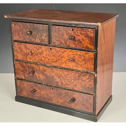 335 - TABLE TOP CABINET OF TWO OVER THREE DRAWERS WITH WALNUT VENEERED FRONTS