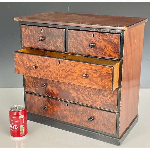 335 - TABLE TOP CABINET OF TWO OVER THREE DRAWERS WITH WALNUT VENEERED FRONTS