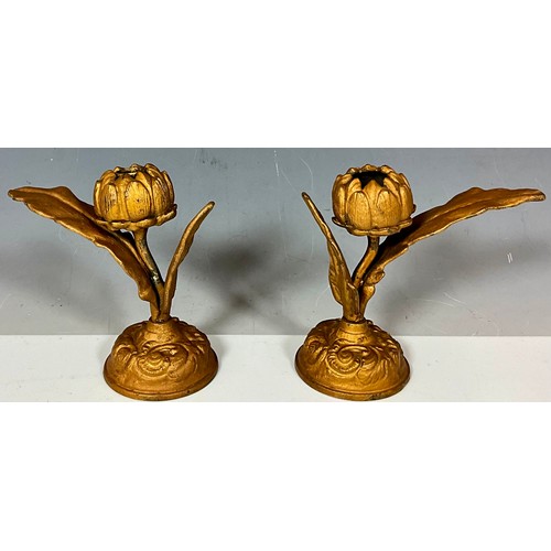 353 - PAIR OF LILY CANDLESTICKS