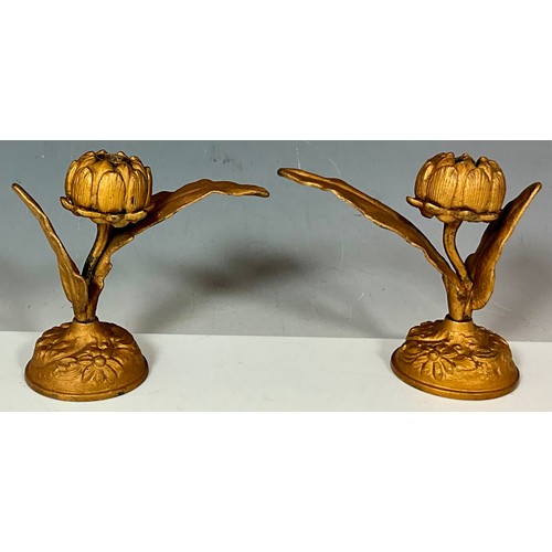 353 - PAIR OF LILY CANDLESTICKS