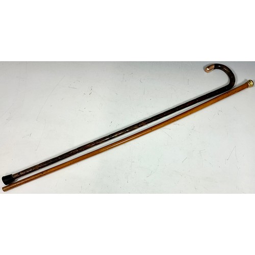 376 - WALKING STICK WITH 9CT GOLD TIP AND A MALACCA CANE