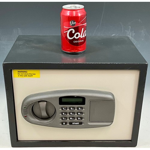 388 - SAFE. A MODERN KEY & BATTERY OPERATED SAFE WITH SECURING BOLTS  & INSTRUCTIONS