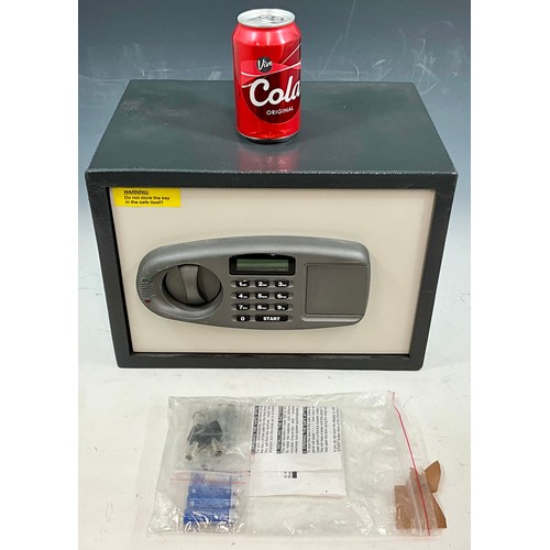 388 - SAFE. A MODERN KEY & BATTERY OPERATED SAFE WITH SECURING BOLTS  & INSTRUCTIONS