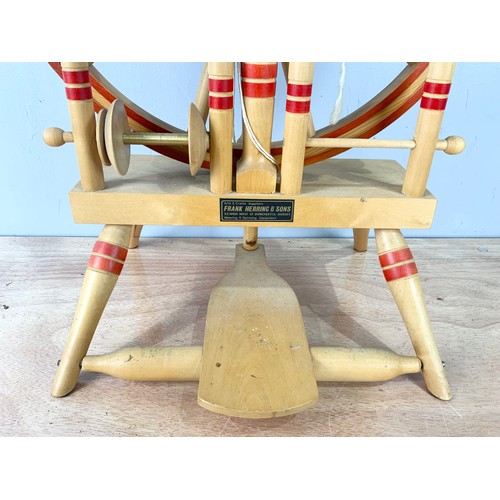 390 - FRANK HERRING & SONS CASTLE STYLE SPINNING WHEEL 90cm TALL