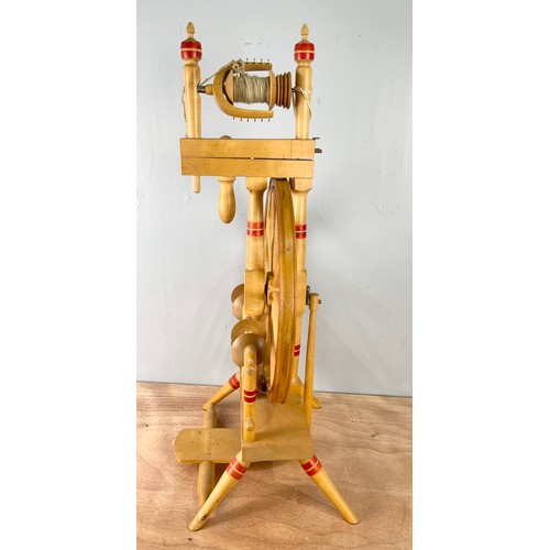 390 - FRANK HERRING & SONS CASTLE STYLE SPINNING WHEEL 90cm TALL