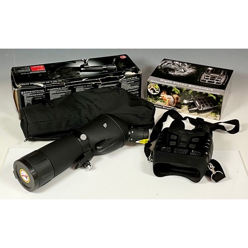 410 - PR. NIGHT VISION BINOCULARS AND A 20-60 ZOOM SPOTTING SCOPE, BOTH IN THEIR ORIGINAL BOXES