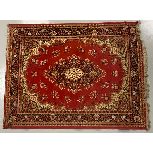 720 - RED GROUND RUG 214cm x 170cm WITH A PRAYER RUG / WALL HANGING 105cm x 70cm