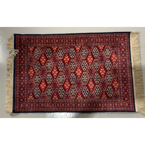 720 - RED GROUND RUG 214cm x 170cm WITH A PRAYER RUG / WALL HANGING 105cm x 70cm