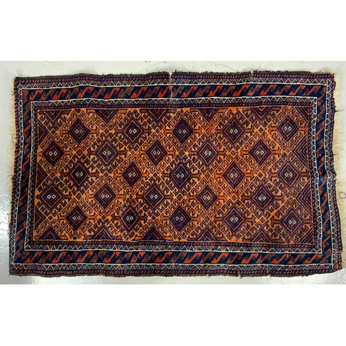 718 - BLUE GROUND RUG 138cm x 86cm