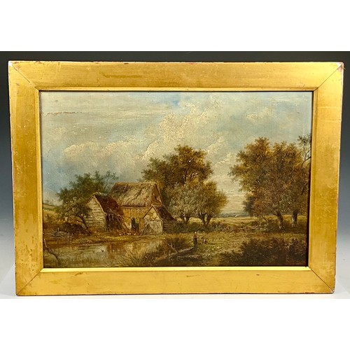 14 - 19TH CENTURY OIL ON CANVAS DEPICTING RURAL SCENE IN THE MANNER OF JOHN CONSTABLE…! APPROX. 46 X 31 c... 