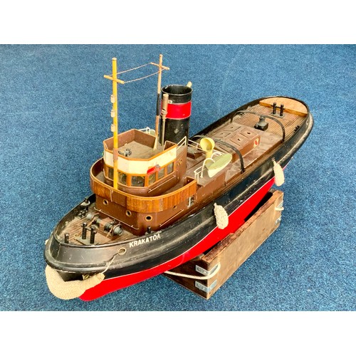 250 - LARGE SCALE, 42 INCH RADIO CONTROLLED LIVE STEAM SAITO HERCULES TUG BOAT. THE BIGGER OF TWO MODELS P... 