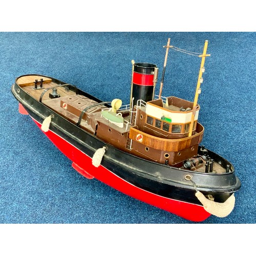 250 - LARGE SCALE, 42 INCH RADIO CONTROLLED LIVE STEAM SAITO HERCULES TUG BOAT. THE BIGGER OF TWO MODELS P... 