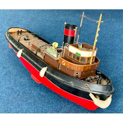 250 - LARGE SCALE, 42 INCH RADIO CONTROLLED LIVE STEAM SAITO HERCULES TUG BOAT. THE BIGGER OF TWO MODELS P... 