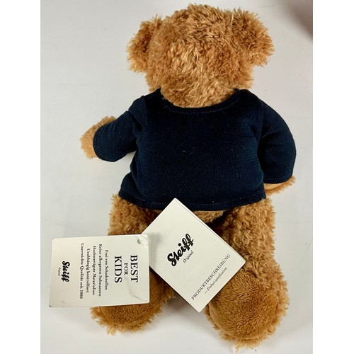 45 - STEIFF FYNN TEDDY BEAR NO. 682230 WITH NAVY JUMPER AND ORIGINAL TAG