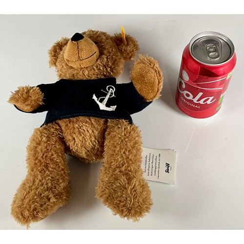 45 - STEIFF FYNN TEDDY BEAR NO. 682230 WITH NAVY JUMPER AND ORIGINAL TAG