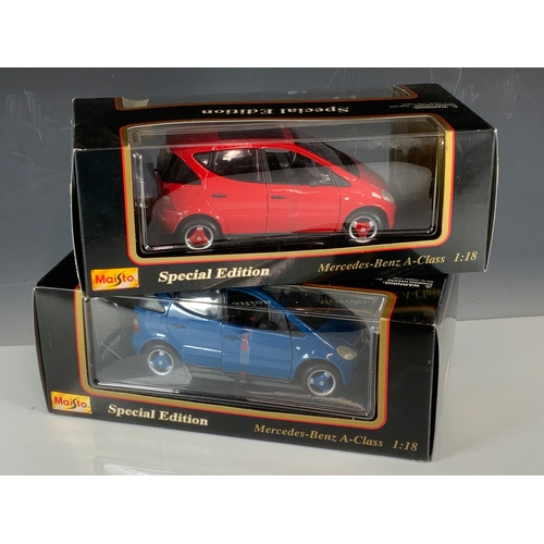 121 - MAISTO, 2 BOXED, DIE CAST 1:18 SCALE CARS 2 EXCLUSIVE MERCEDES-BENZ A CLASS, : MODEL 31841, A CLASS ... 