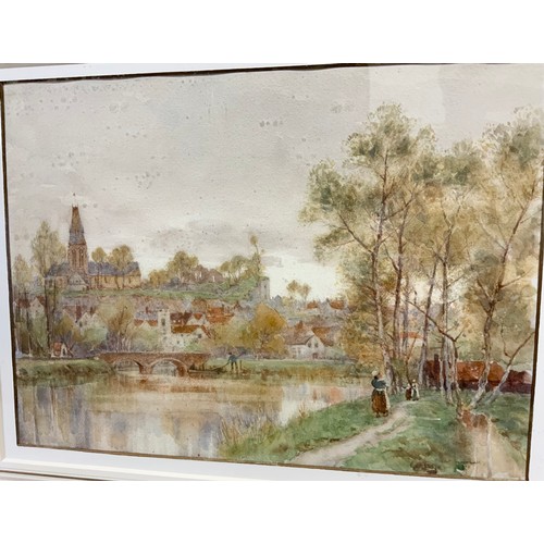 31 - HERBERT MENZIES MARSHALL RWS (1841- 1913), WATERCOLOUR ENTITLED ‘CONTINENTAL RIVERSIDE TOWN’, APPROX... 