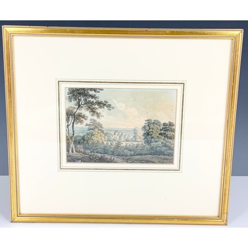 21 - HUGH WILLIAM ‘GRECIAN’ WILLIAMS (1773- 1829) WATERCOLOUR DEPICTING ‘AN EXTENSIVE LANDSCAPE WITH DIST... 