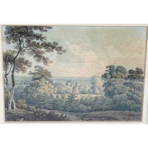 21 - HUGH WILLIAM ‘GRECIAN’ WILLIAMS (1773- 1829) WATERCOLOUR DEPICTING ‘AN EXTENSIVE LANDSCAPE WITH DIST... 