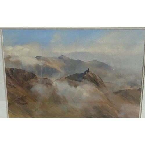 38 - CRIB GOCH, SNOWDON PASTEL OVER WATERCOLOUR BY JONATHAN TAYLOR 54cm x 36cm. Maybe subject to ARR