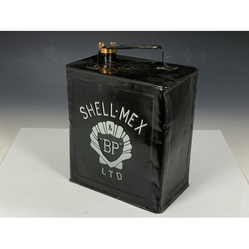 3 - VINTAGE PETROL CAN, RESTORED SHELL MEX & BP LTD BLACK & SILVER, SHELL MEX TOP. FE&S LTD 7-33