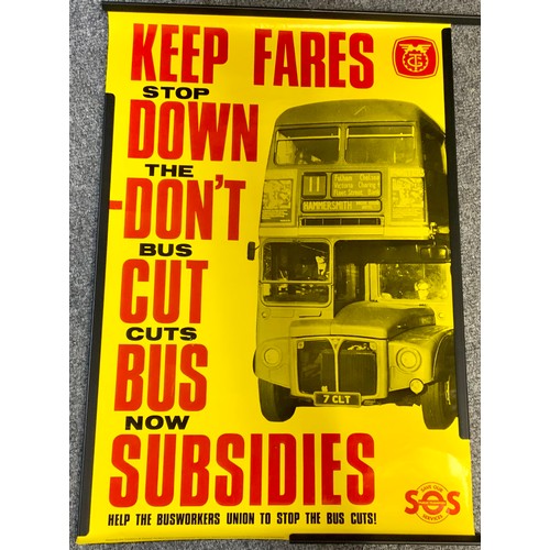 226 - 3 POSTERS RELATING TO LONDON TRANSPORT PUBLISHED BY THE T&GWU, RELATING TO SAVE OUR SERVICES, BUS CU... 