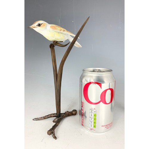 177 - (NEW PHOTO OF COMBINED LOTS) ALBANY PORCELAIN BIRD MODEL ON BRONZE FOLIAGE  21cm TALL WITH 2 ROYAL W... 