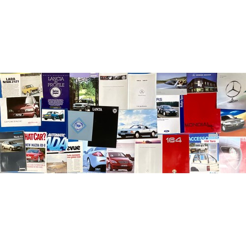 11 - CAR BROCHURES, INCLUDING FORD, LOTUS, HONDA, ASCONIA, MITSUBISHI, TOYOTA, LARGE SELECTION, MANY MAKE... 