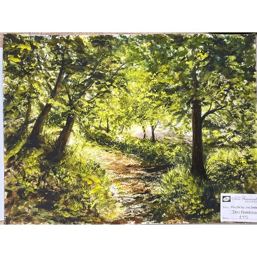 58 - TWO UNFRAMED WATERCOLOURS T/W SIX UNFRAMED LTD. ED. PRINTS OF WOODED TRAILS BY LOCAL MALVERN ARTIST ... 