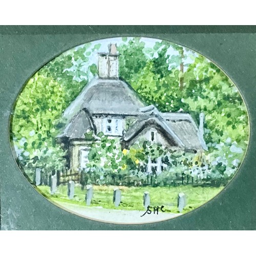 60 - COLLECTION OF MINIATURE FRAMED WATERCOLOURS, ETCHINGS AND NUMBERED PRINTS DEPICTING OLD BUILDINGS AN... 