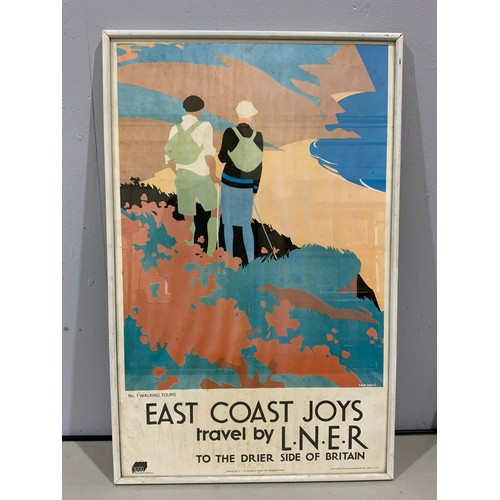 62 - SMALL  J BERRISFORD  WATERCOLOUR  &  A LNER ADVERTISING POSTER FRAMED