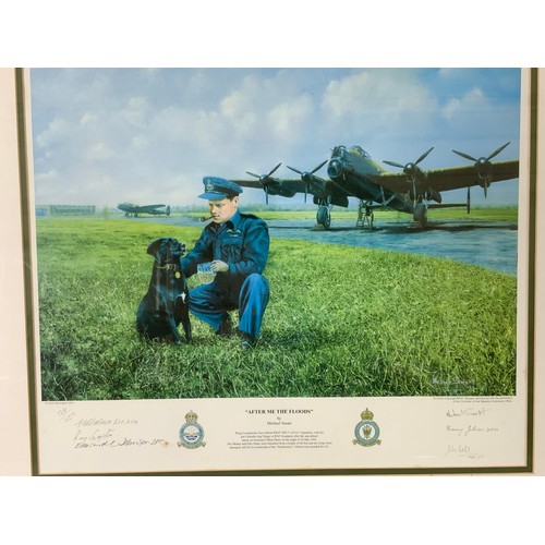 74 - PRINT AFTER ME THE FLOODS DEPICTING GUY GIBSON WITH HIS PET LABRADOR – LIMITED EDITION PRINT WITH SI... 