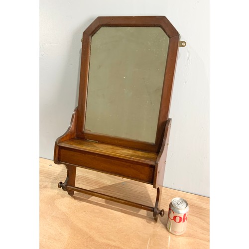 94 - DRESSING TABLE MIRROR ON OAK STAND AND A WALL MIRROR WITH TOWEL RAIL